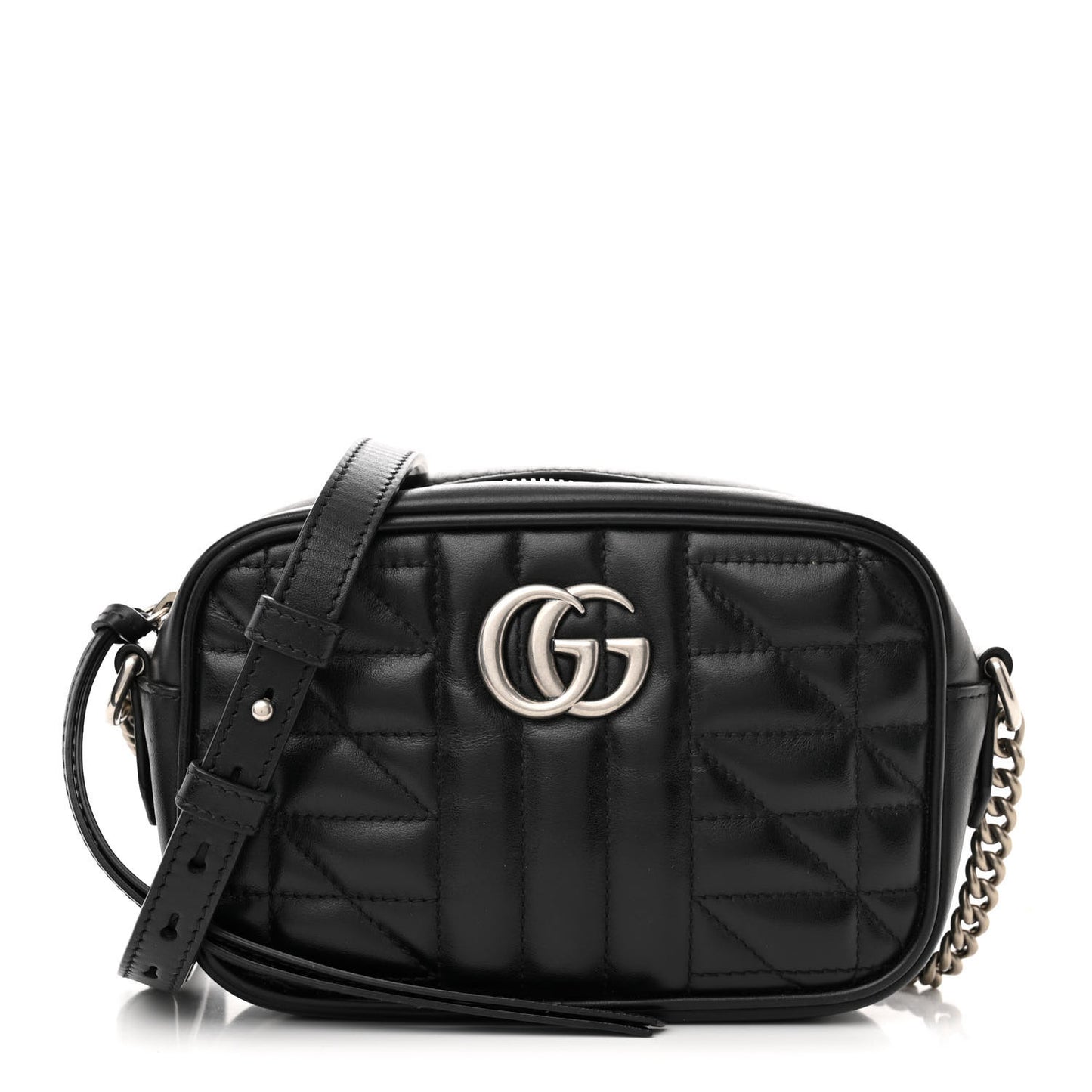 Calfskin Matelasse Aria Mini GG Marmont Chain Shoulder Bag Black