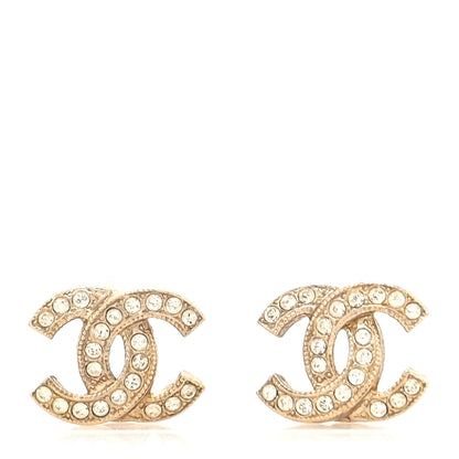 Chanel Crystal Timeless CC Earrings Light Gold 1 of 4