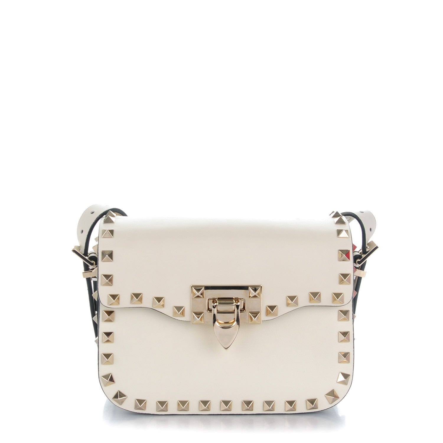 Valentino Garavani Vitello Small Rockstud Flap Saddle Bag Ivory 1 of 7