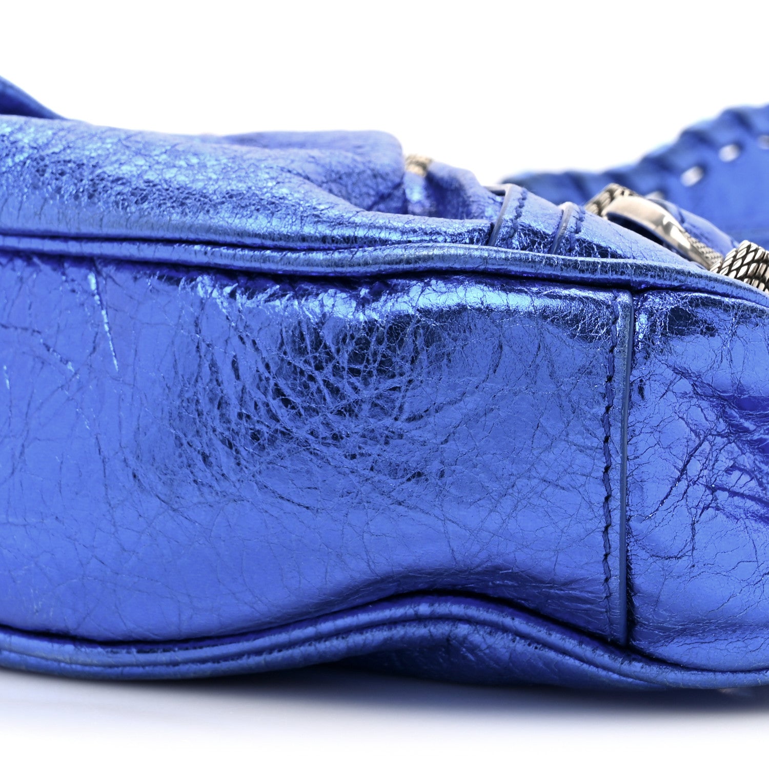 Balenciaga Metallic Arena Agneau Le Cagole Shoulder Bag XS Blue 9 of 12