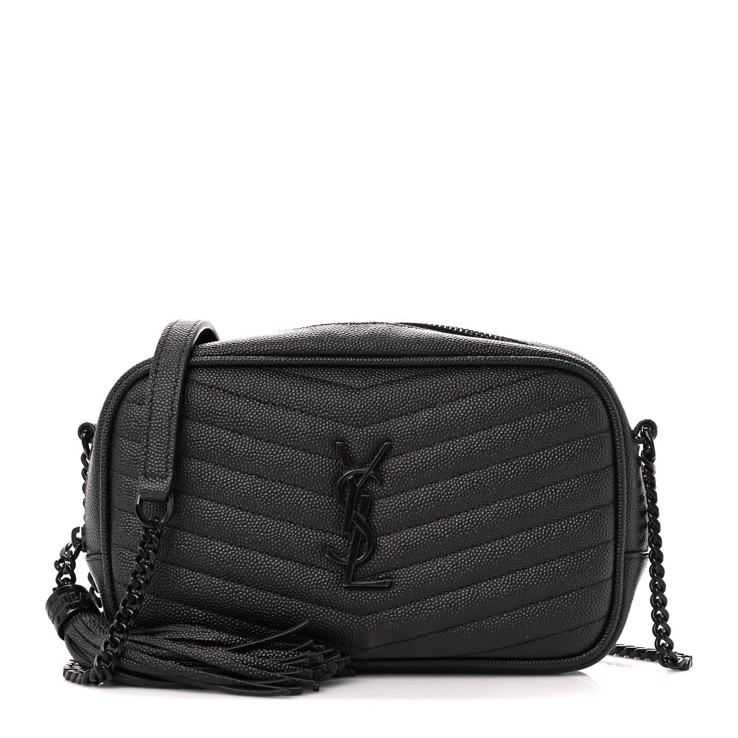 Saint Laurent Grain De Poudre Matelasse Monochrome Monogram Mini Lou Camera Bag Black 1 of 10