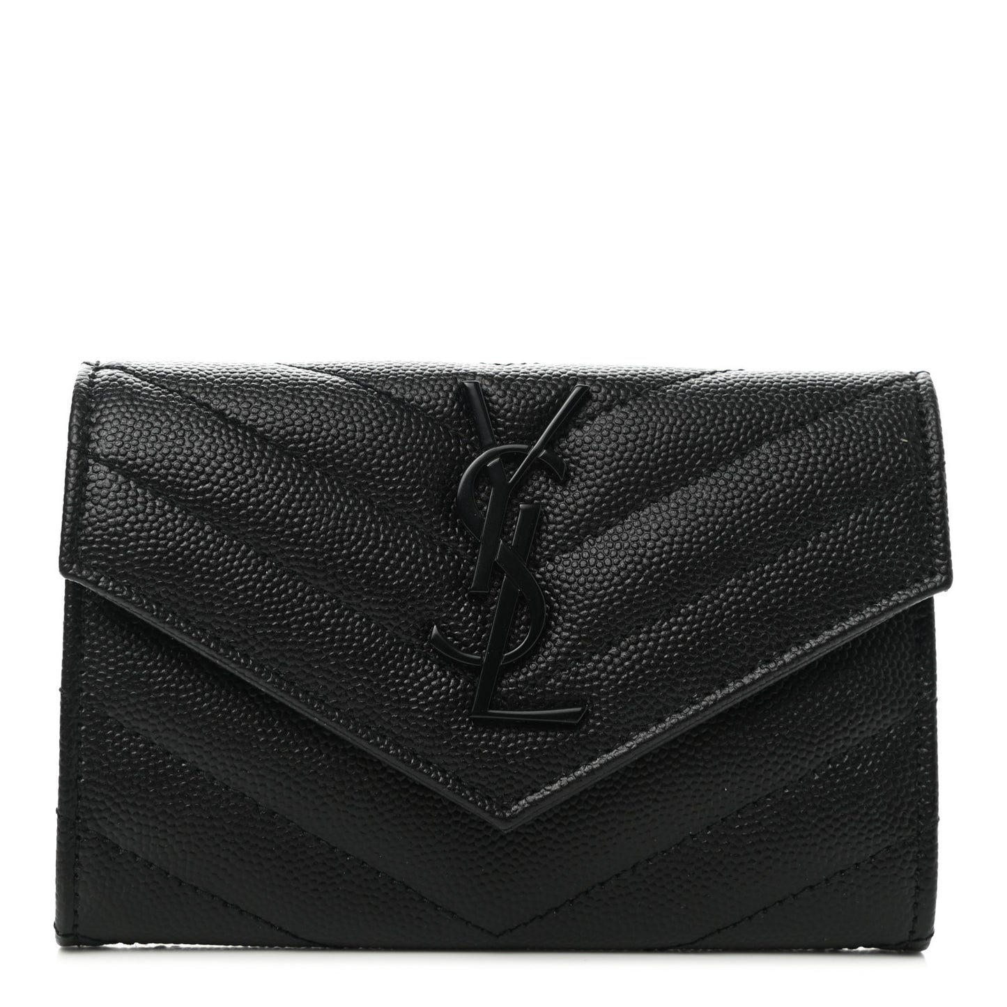 Grain De Poudre Matelasse Chevron Small Monochrome Monogram Envelope Wallet Black