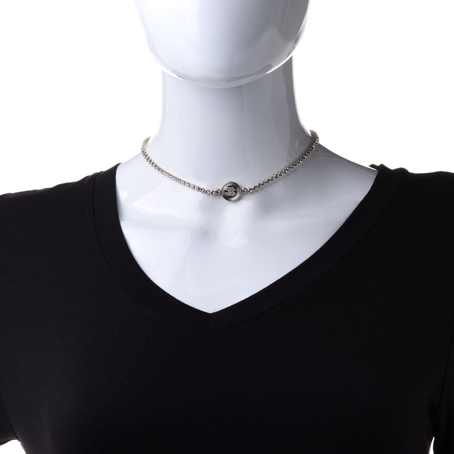 Crystal CC Chain Short Necklace Gold