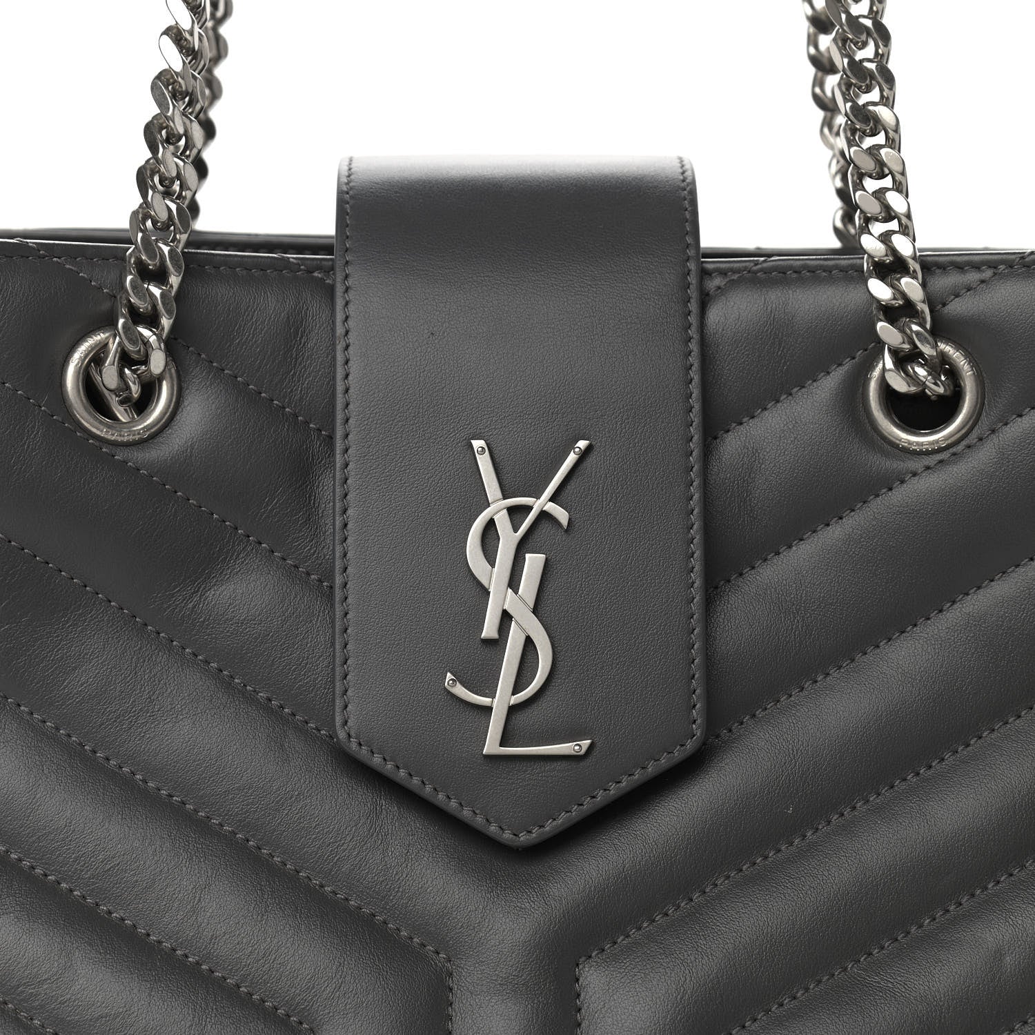 Saint Laurent Calfskin Y Quilted Monogram Large Loulou Shopper Storm 9 of 13
