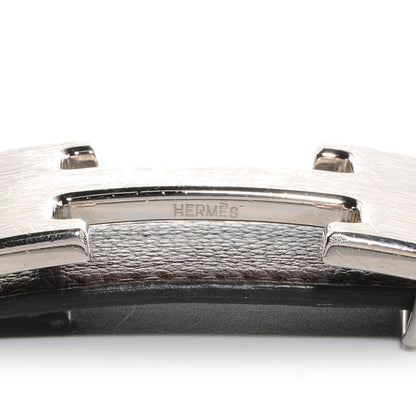 Hermes Taurillon Clemence Box Reversible Constance 32mm Brushed Silver H Belt 95 Ebene Noir 7 of 7