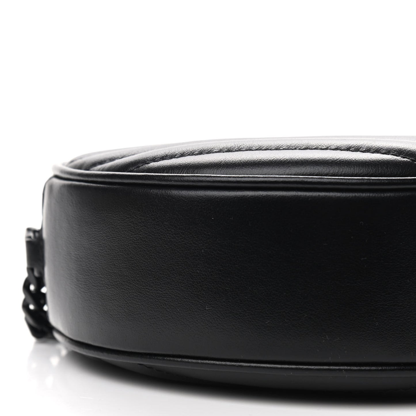Calfskin Matelasse Chevron Round Vinyle Camera Bag Black