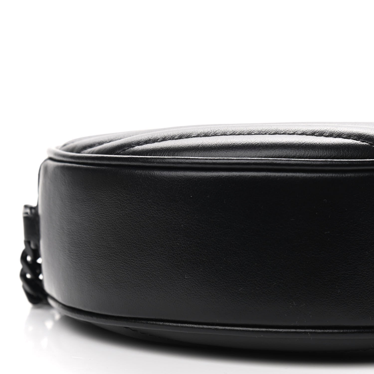 Saint Laurent Calfskin Matelasse Chevron Round Vinyle Camera Bag Black 7 of 8