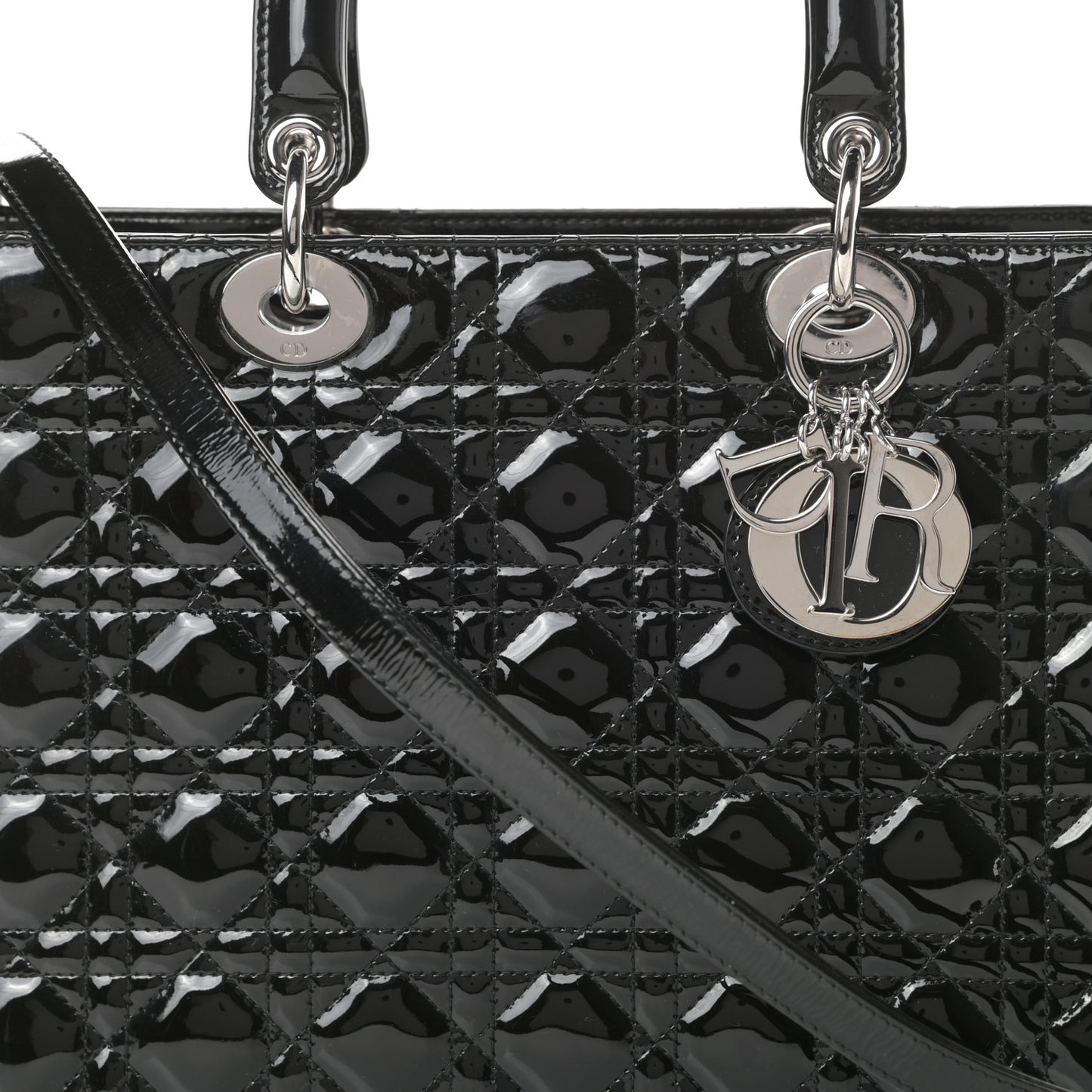 Patent Cannage Large Lady Dior Black