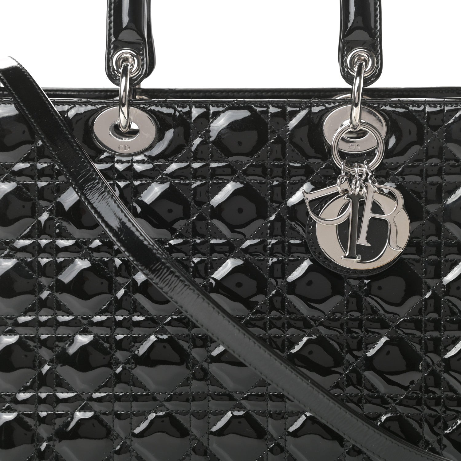 Christian Dior Patent Cannage Large Lady Dior Black 8 of 11