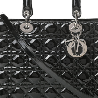 Christian Dior Patent Cannage Large Lady Dior Black 8 of 11