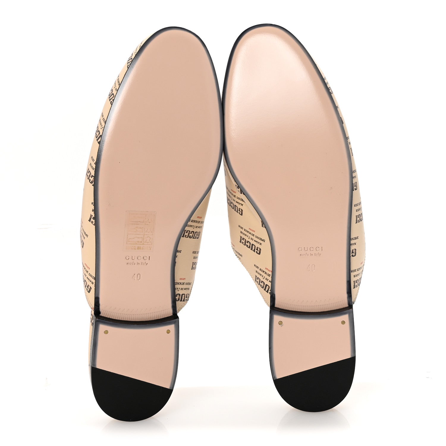 Gucci Calfskin Stamp Print Womens Princetown Slippers 40 Soy Black 6 of 9