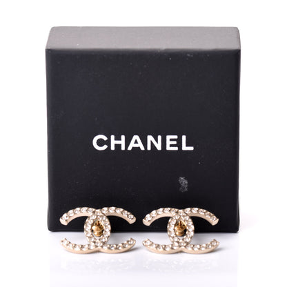 Chanel Baguette Crystal High Society CC Earrings Gold 5 of 5