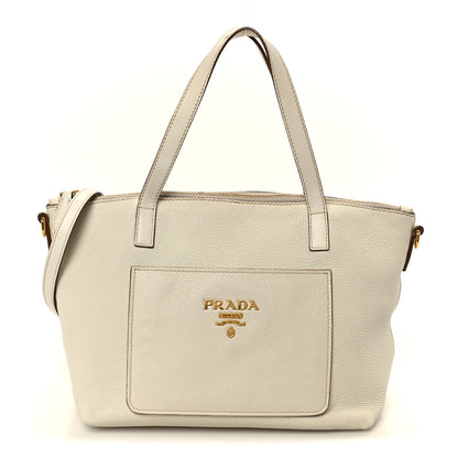 Prada Vitello Daino Small Shopping Tote Talco 1 of 10