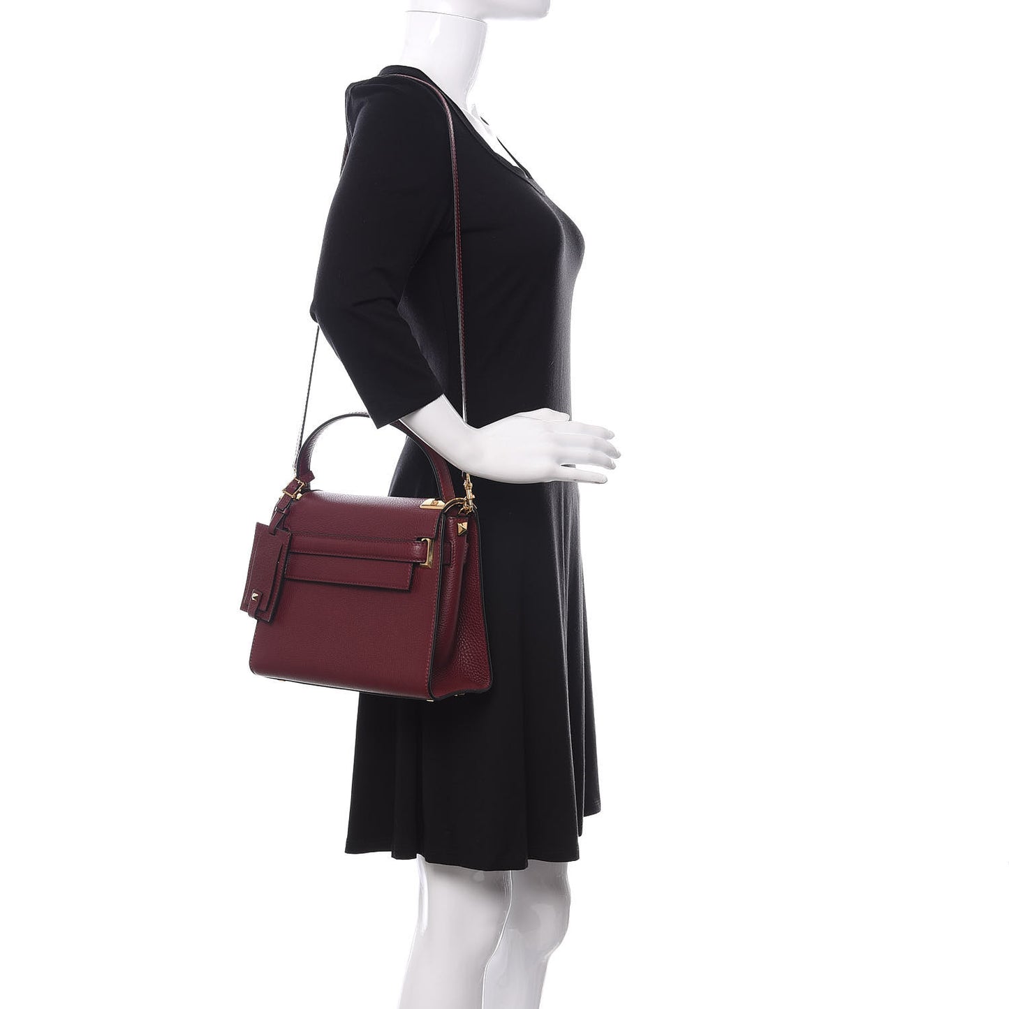 Grainy Calfskin Small My Rockstud Frame Bag Rubin