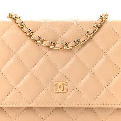 Chanel Caviar Quilted Wallet On Chain WOC Light Beige 7 of 10