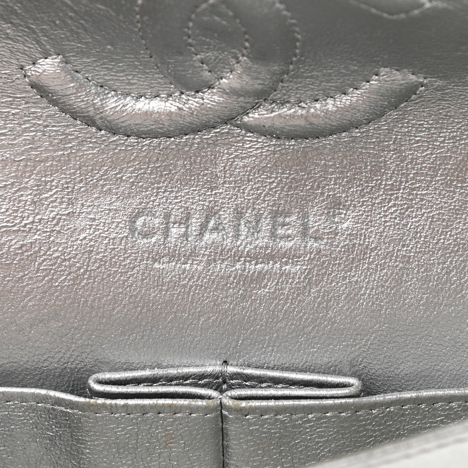 Chanel Metallic Lambskin Quilted Medium Double Flap Silver 6 of 16