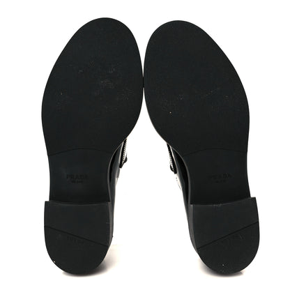 Prada Vernice Metal Triangle Logo 50mm Loafers 39.5 Black 6 of 9