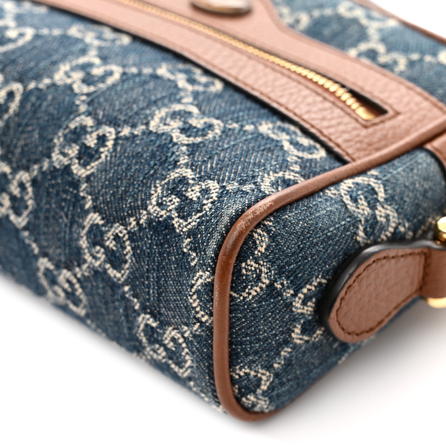 Gucci New Denim GG Monogram Dollar Calfskin Mini Ophidia Shoulder