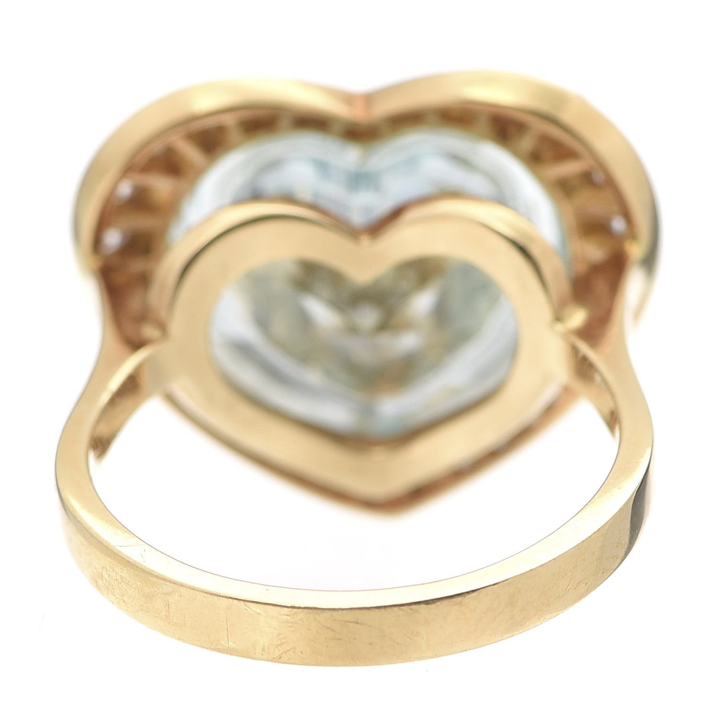 18K Yellow Gold Diamond Crystal So Happy Heart Ring Green 54 7