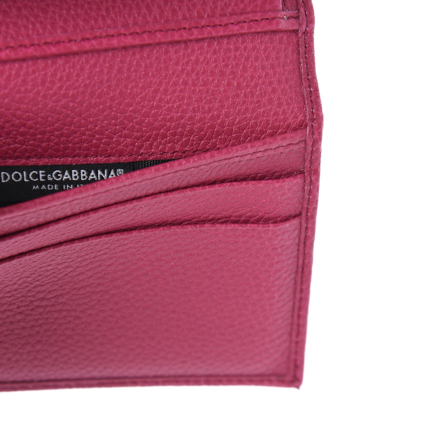 Pebbled Calfskin French Flap Wallet Fuxia