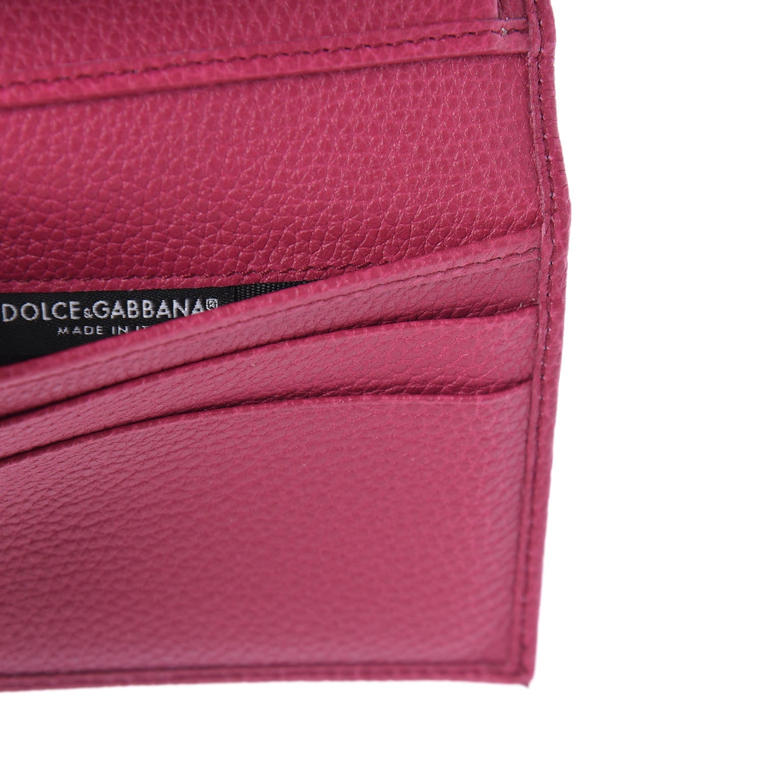 Dolce & Gabbana Pebbled Calfskin French Flap Wallet Fuxia 6 of 7