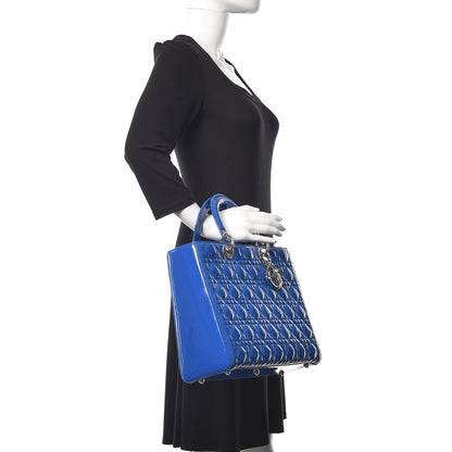 Christian Dior Patent Cannage Large Lady Dior Blue 2 of 15