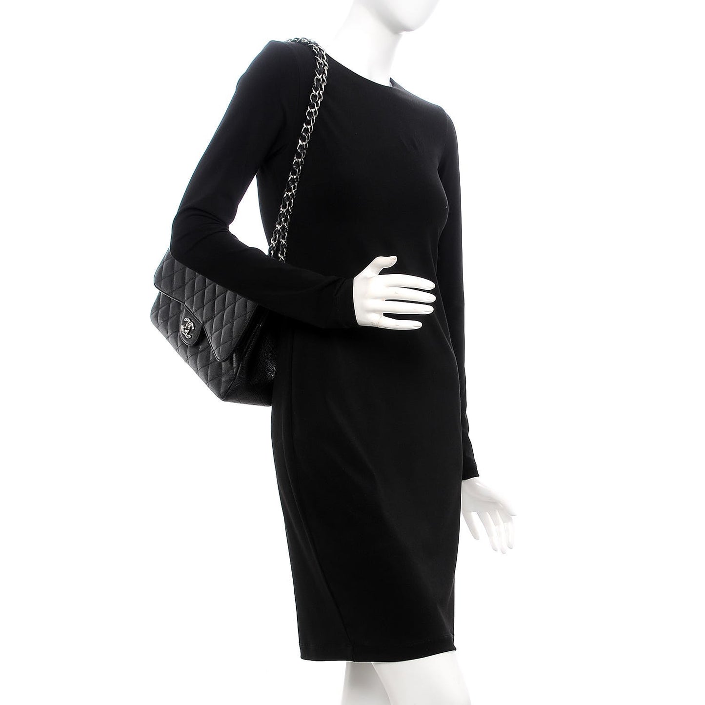 Caviar Quilted Jumbo Double Flap Black