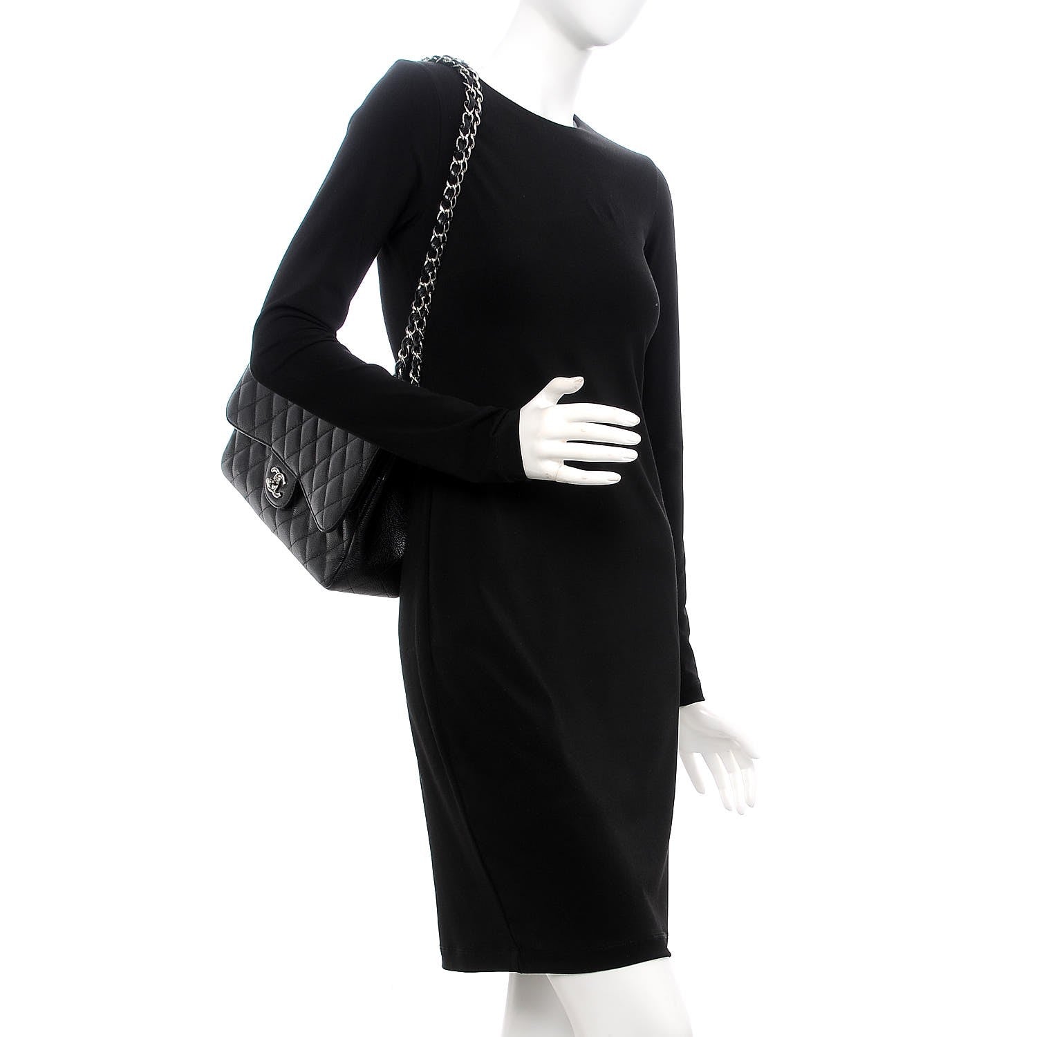 Chanel Caviar Quilted Jumbo Double Flap Black 3 of 8