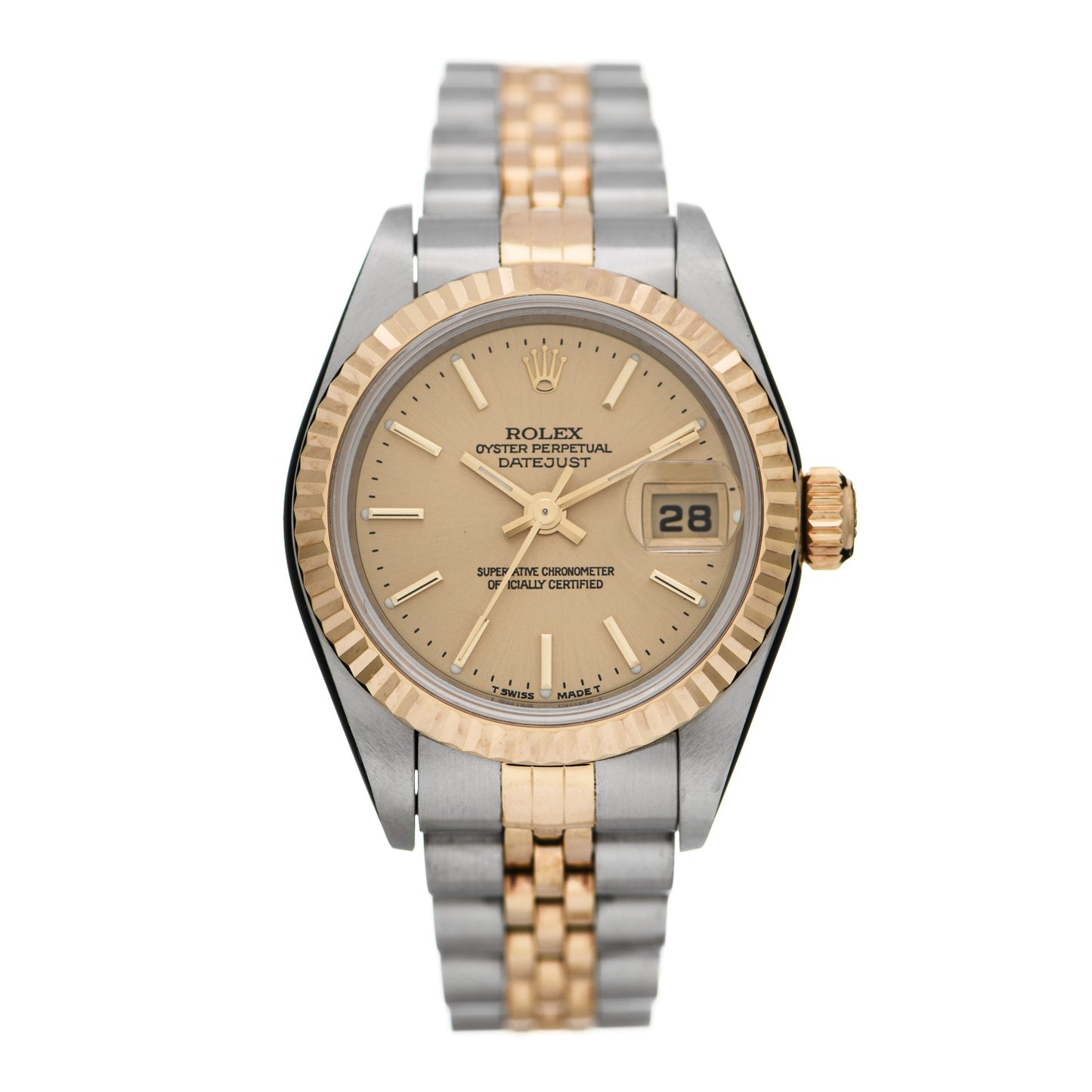 Stainless Steel 18K Yellow Gold 26mm Oyster Perpetual Datejust Watch Champagne 79173