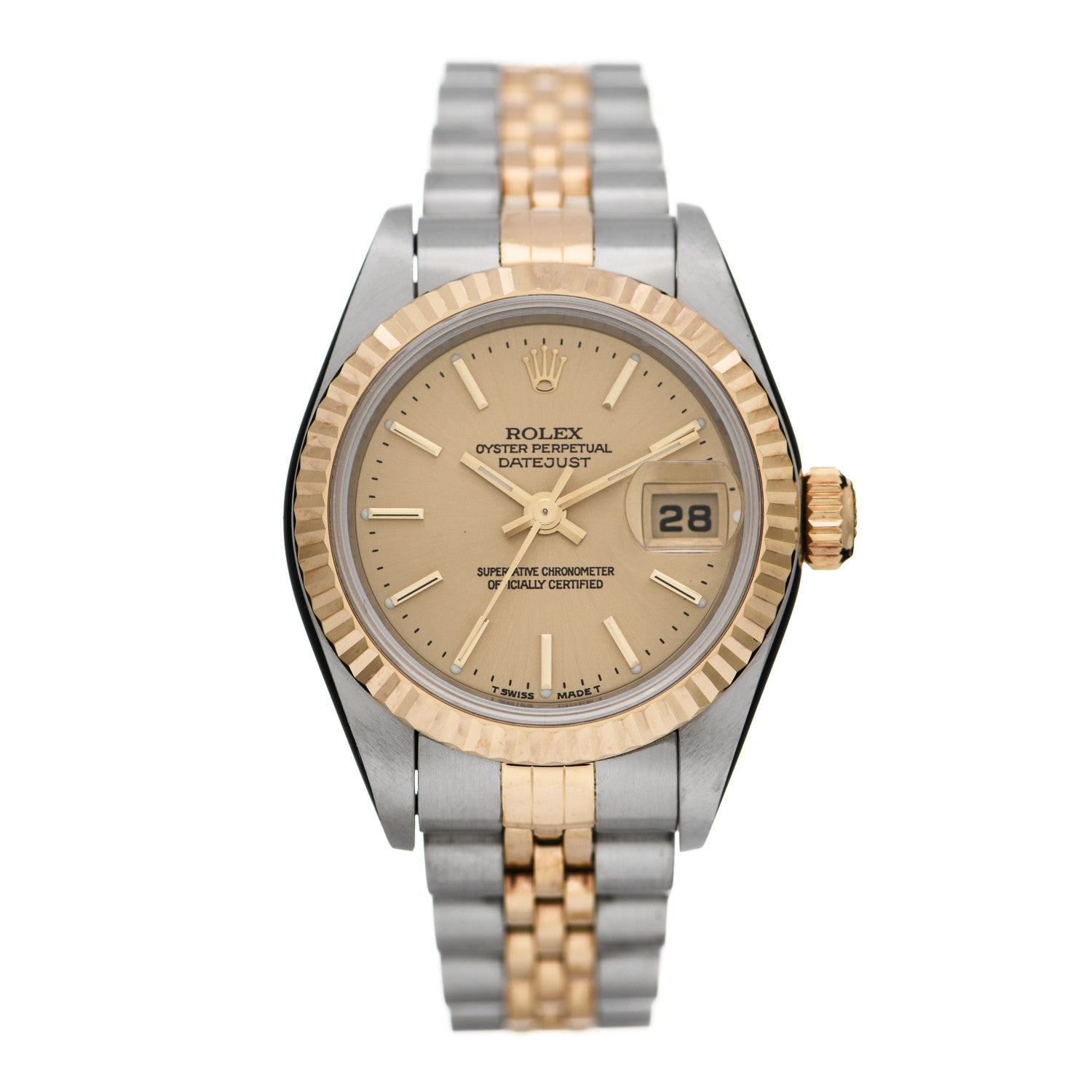 Rolex Stainless Steel 18K Yellow Gold 26mm Oyster Perpetual Datejust Watch Champagne 79173 1 of 5