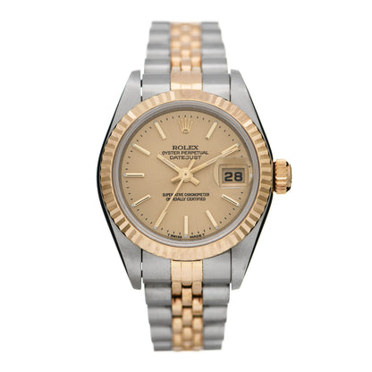 Rolex Stainless Steel 18K Yellow Gold 26mm Oyster Perpetual Datejust Watch Champagne 79173 1 of 5