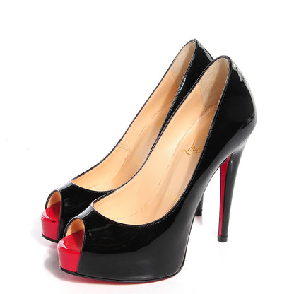 Christian Louboutin Patent Very Prive 120 Pumps 34.5 Black Red 3 of 7