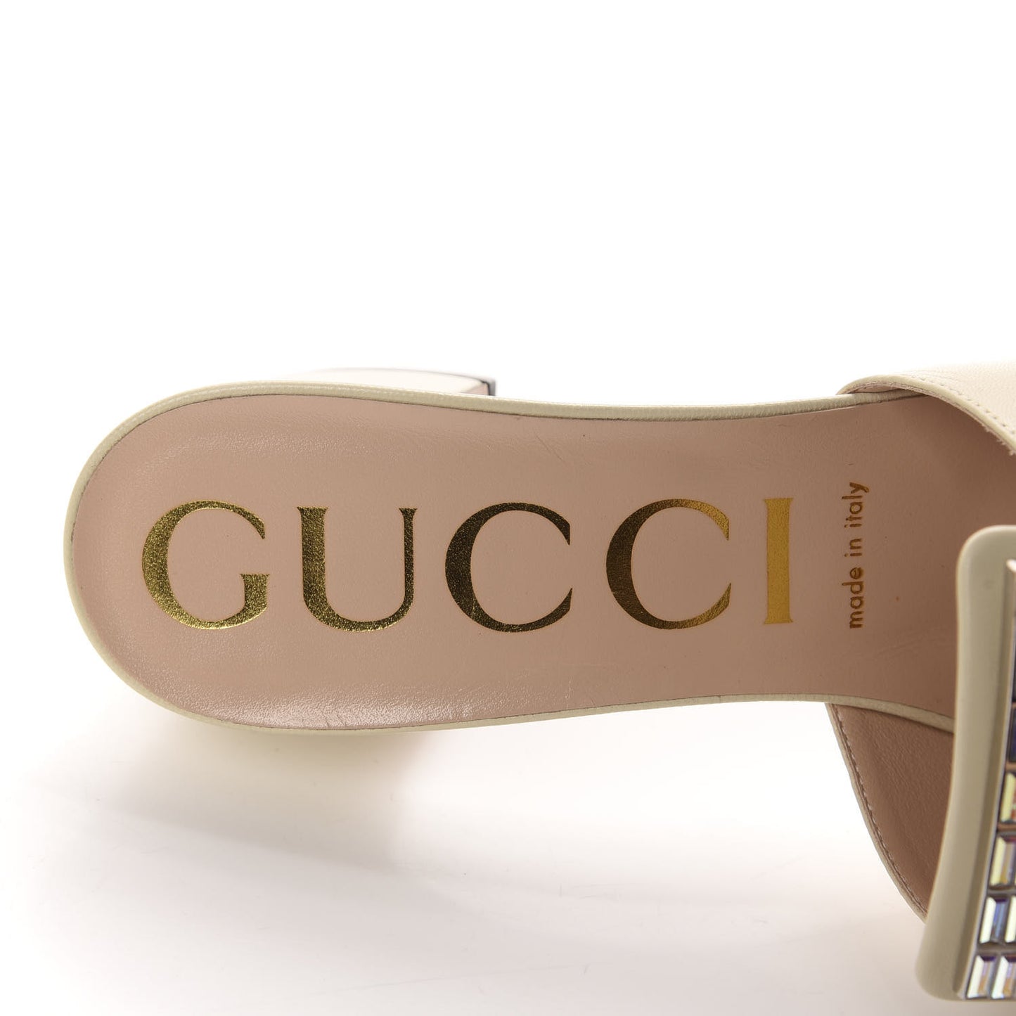 Malaga Kid Crystal Square G Madelyn Mules 40 Vintage White