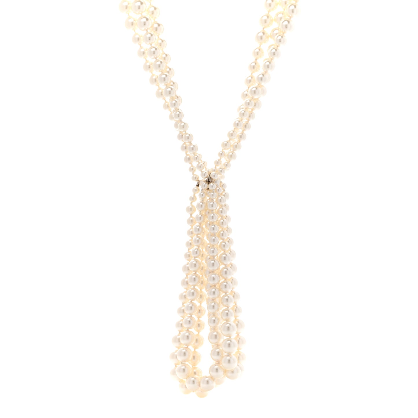 Crystal Graduated Pearl Multi Strand CC Necklace Gold