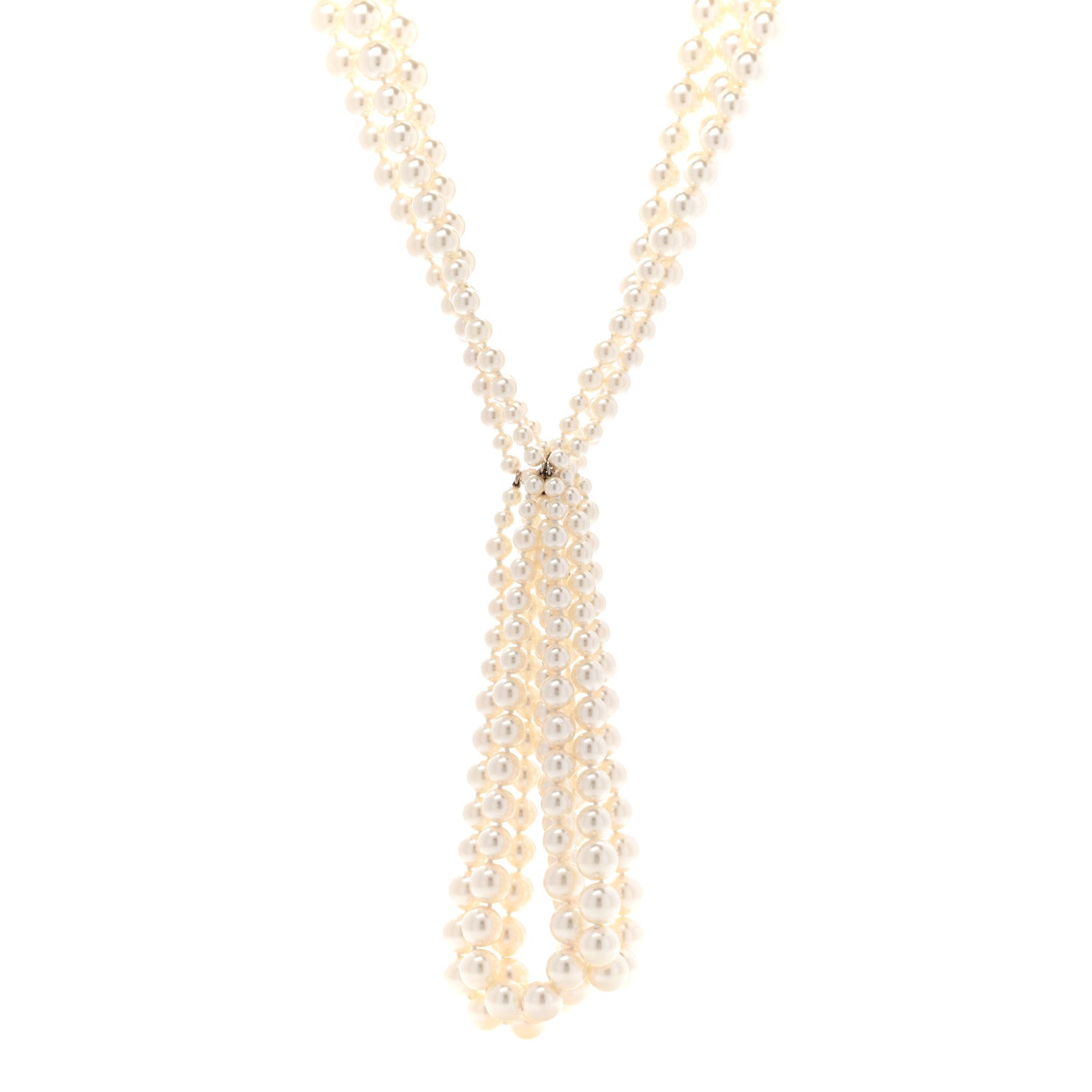 Chanel Crystal Graduated Pearl Multi Strand CC Necklace Gold 1 of 6