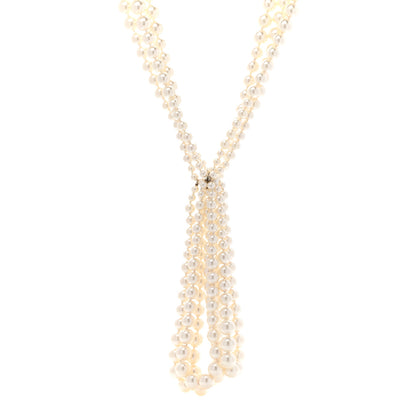 Chanel Crystal Graduated Pearl Multi Strand CC Necklace Gold 1 of 6