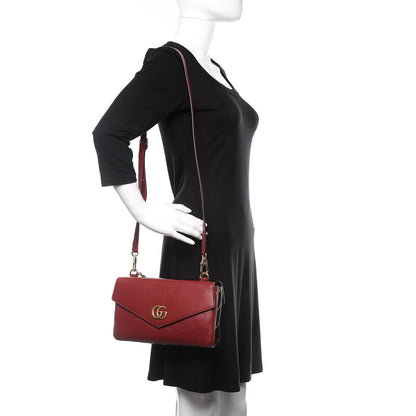 Gucci Calfskin Diagonal GG Medium Thiara Double Envelope Shoulder Bag Black Red 2 of 13