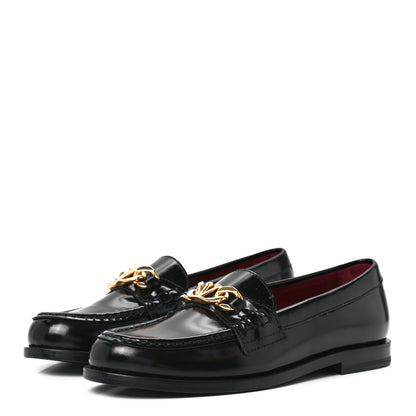 Valentino Garavani Calfskin VLogo Chain Loafers 36 Black 3 of 10