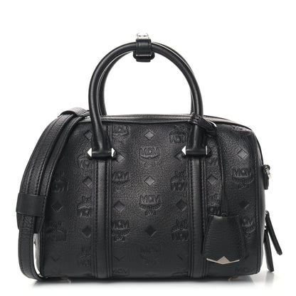MCM Calfskin Ottomar Monogram Boston Bag Black 1 of 11