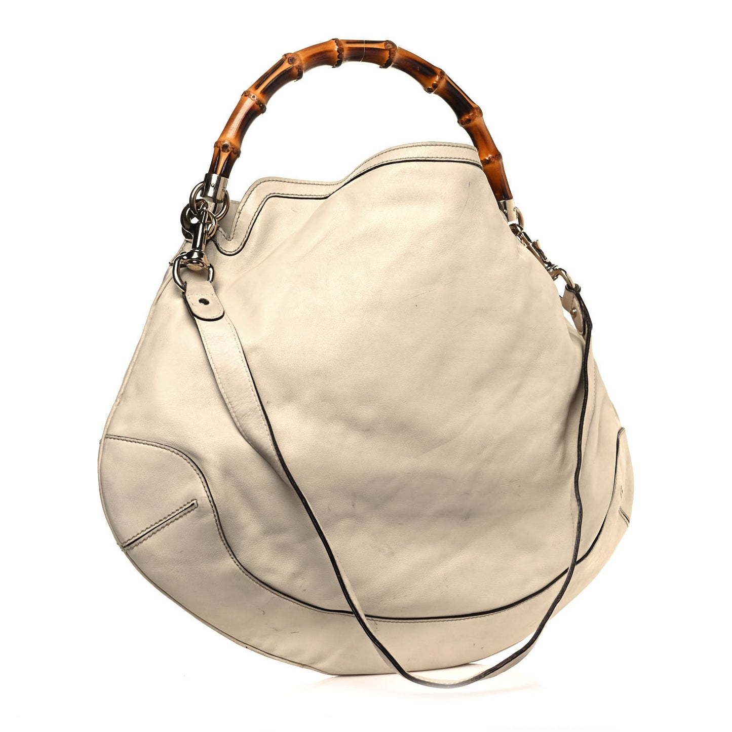 Calfskin Peggy Bamboo Top Handle Hobo Ivory