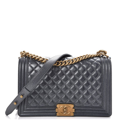 Chanel Pearl Calfskin New Medium Boy Flap Dark Grey 1 of 8