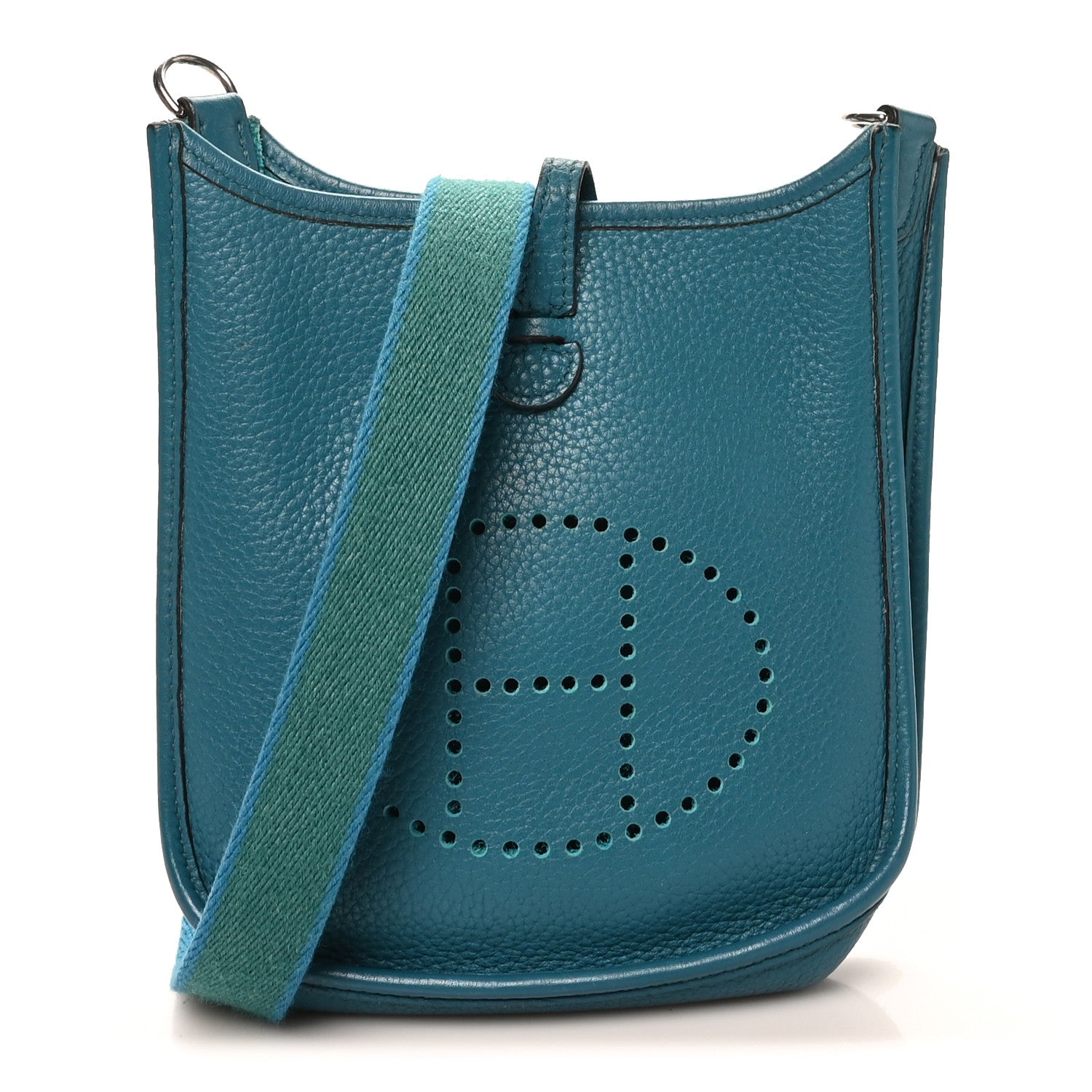 Hermes Taurillon Clemence Amazone Evelyne TPM Bleu Izmir Malachite 1 of 11