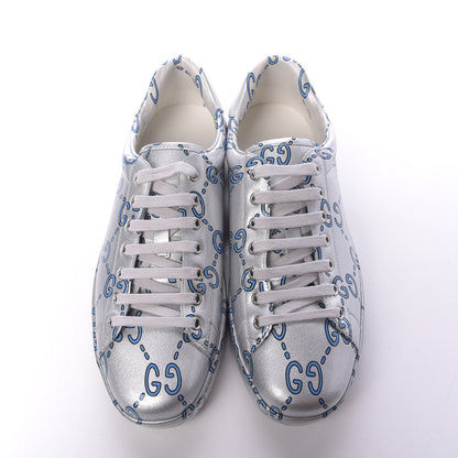 Gucci Miro Rubber Wax GucciGhost Print Mens New Ace Sneakers 10.5 Silver 5 of 11