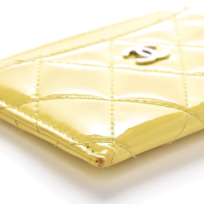 Chanel Patent Quilted Card Holder Yellow 12 of 13
