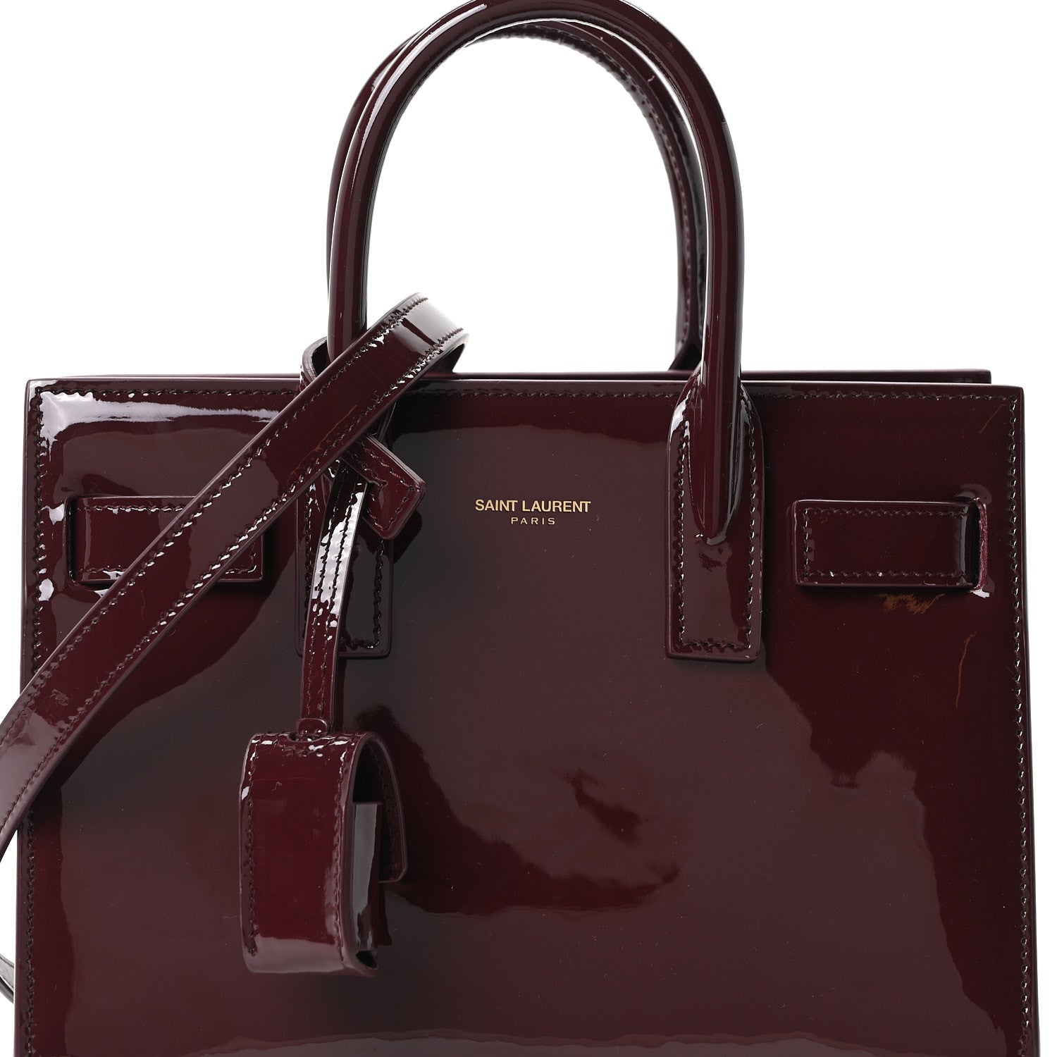 Saint Laurent Patent Nano Sac de Jour Dark Red Wine 7 of 9