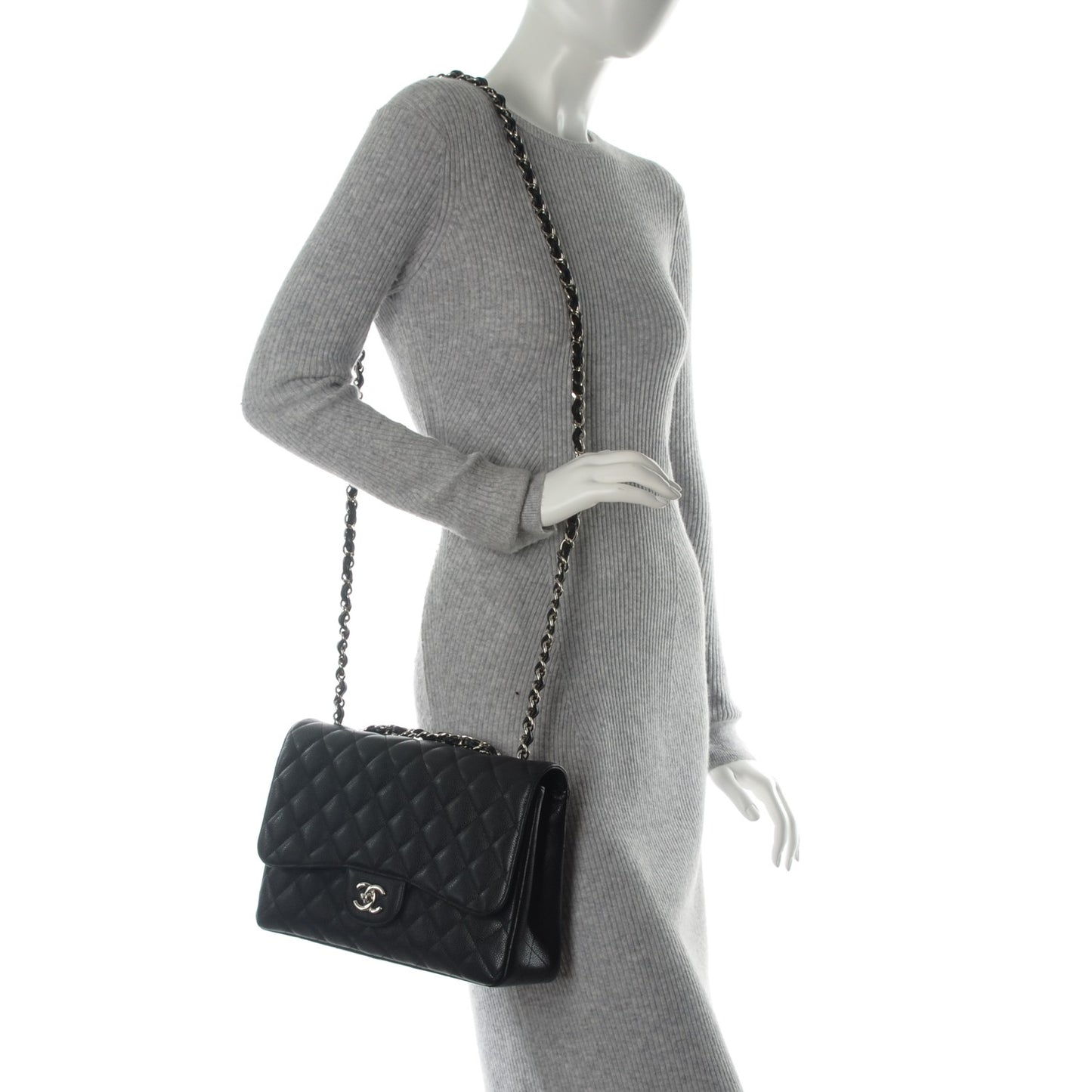 Caviar Quilted Jumbo Single Flap Black