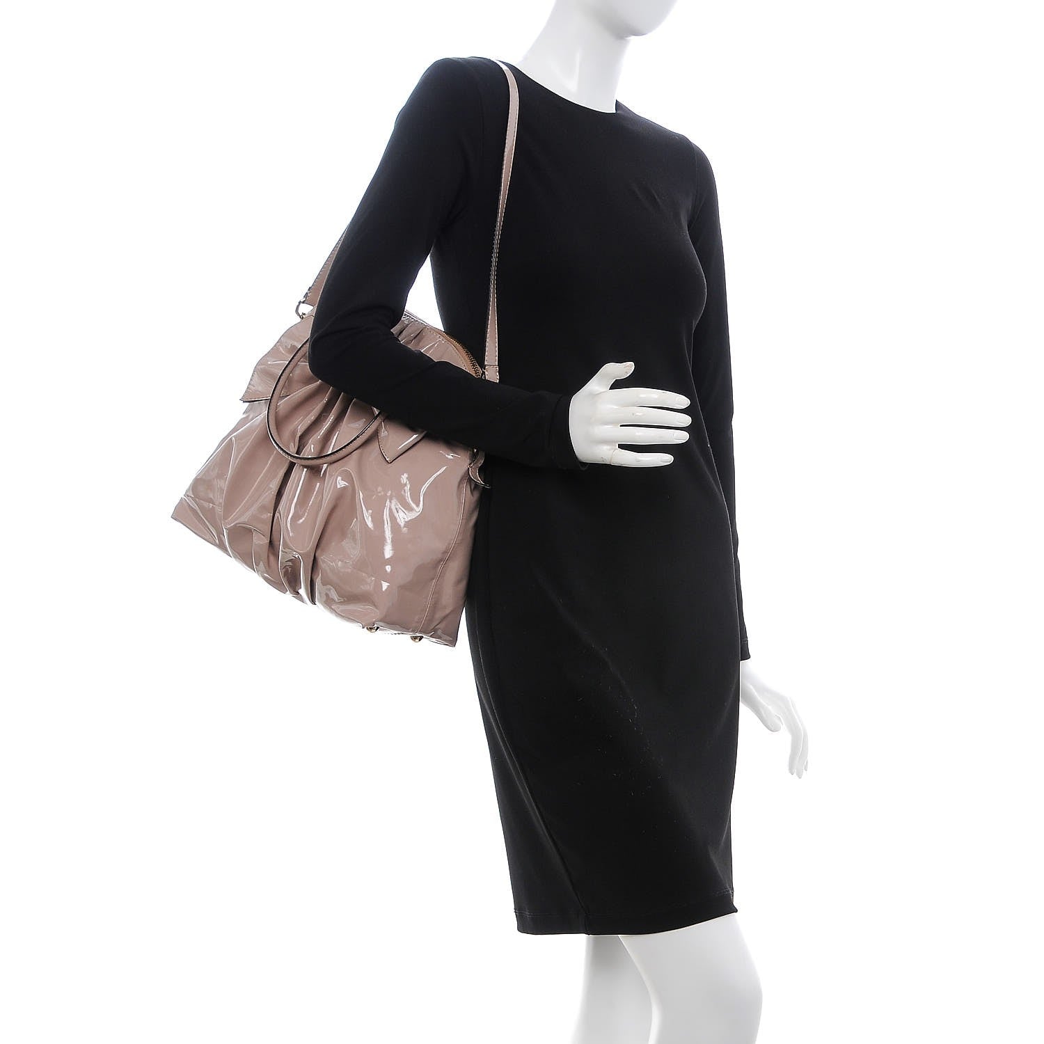 Valentino Garavani Patent Lacca Bow Dome Tote Blush Nude 2 of 13
