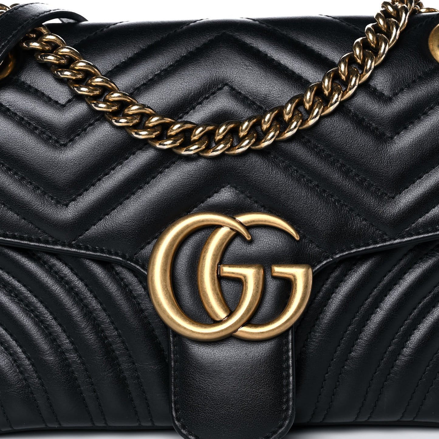 Calfskin Matelasse Small GG Marmont Shoulder Bag Black