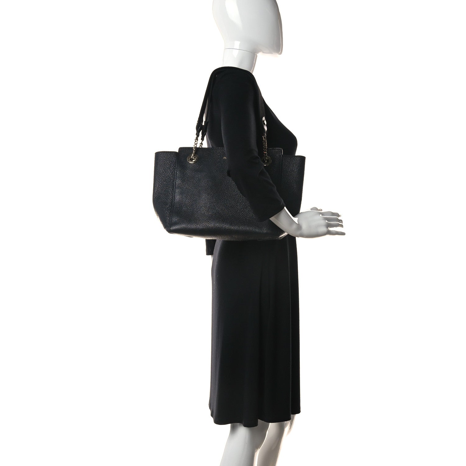 Jimmy Choo Grained Calfskin Logo Strap Tote Black 3 of 9
