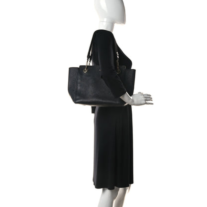 Jimmy Choo Grained Calfskin Logo Strap Tote Black 3 of 9